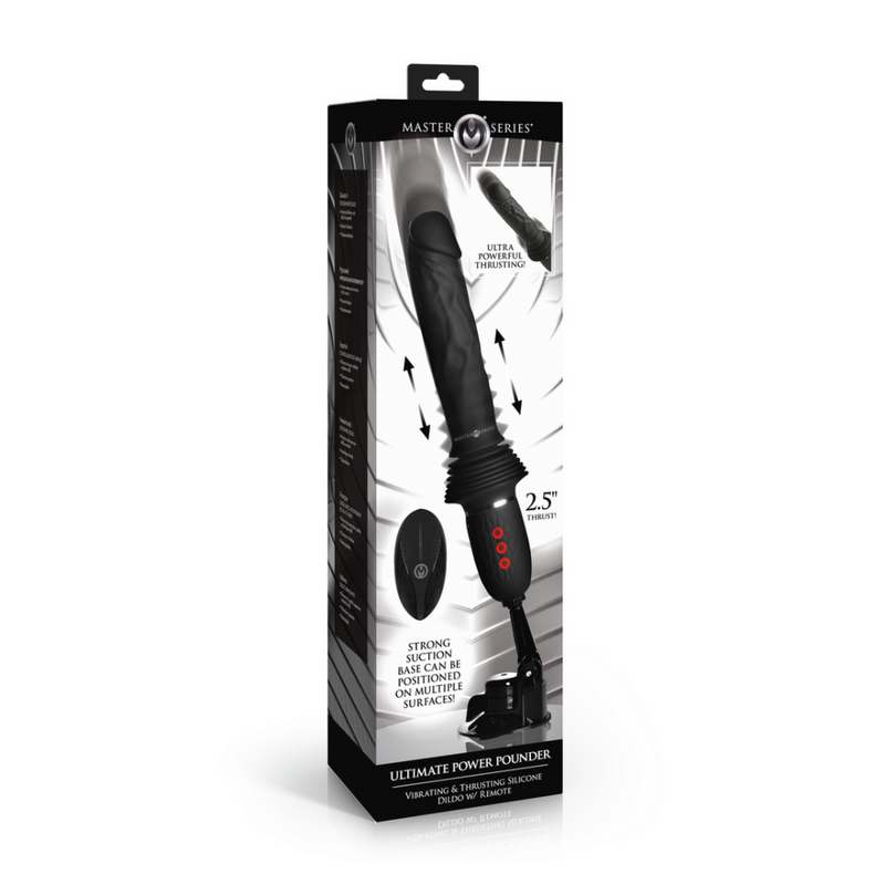 Ultimate Power Pounder - Dildo de silicona vibrante y con empuje con control remoto - Negro