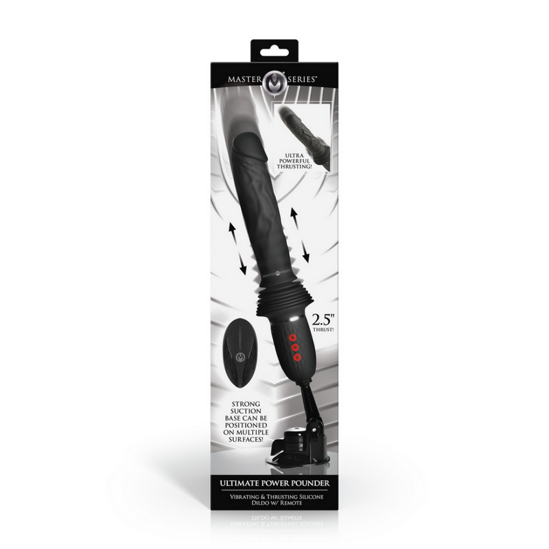 Ultimate Power Pounder - Dildo de silicona vibrante y con empuje con control remoto - Negro