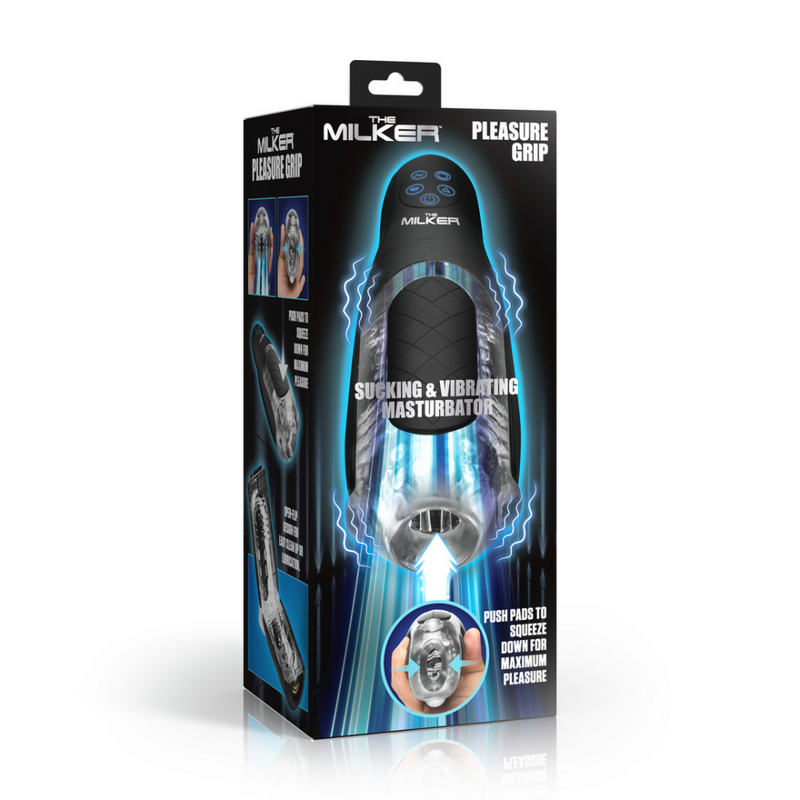 Le Milker Pleasure Grip - Masturbateur Suceur et Vibrant - Transparent/Noir