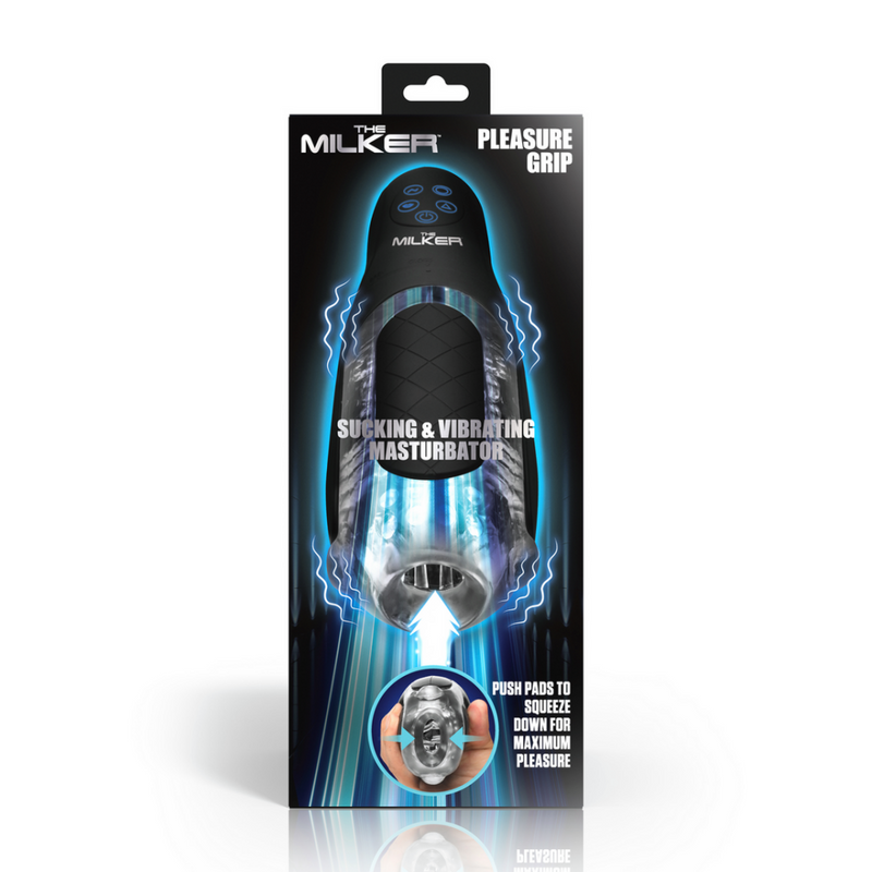 Le Milker Pleasure Grip - Masturbateur Suceur et Vibrant - Transparent/Noir