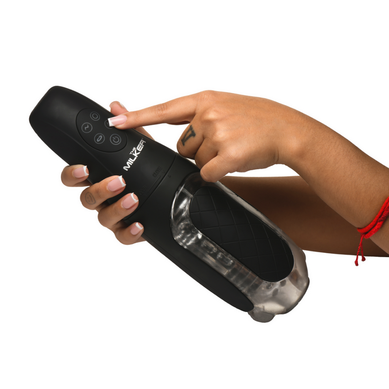 Le Milker Pleasure Grip - Masturbateur Suceur et Vibrant - Transparent/Noir