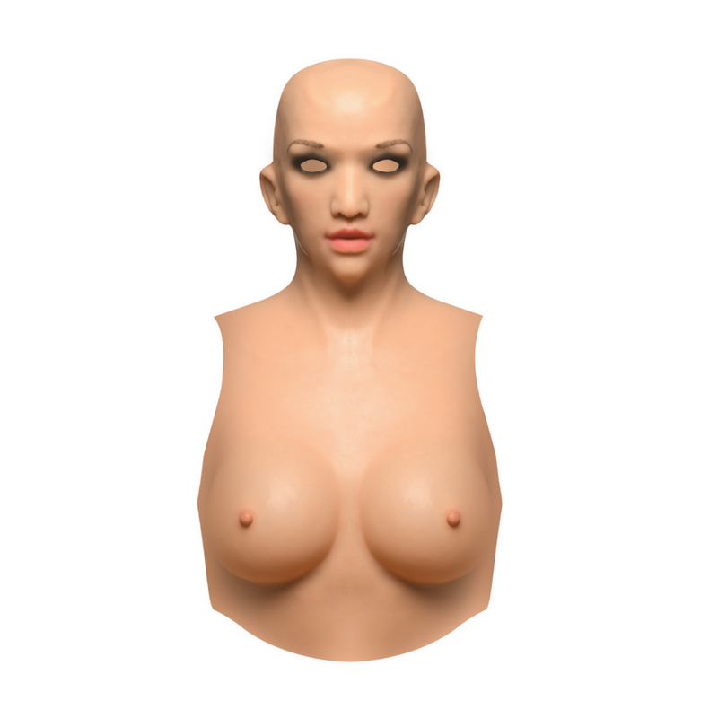 Traje de Piel Sexy - Cabeza de Silicona y Pechos Talla C