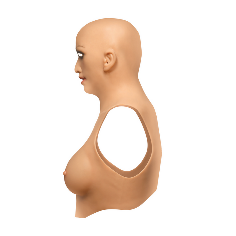 Traje de Piel Sexy - Cabeza de Silicona y Pechos Talla C