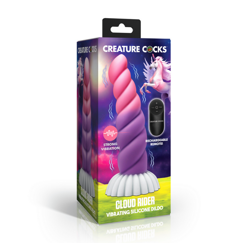 Cloud Rider - Dildo de Silicona Vibrante Unicornio - Morado/Rosa