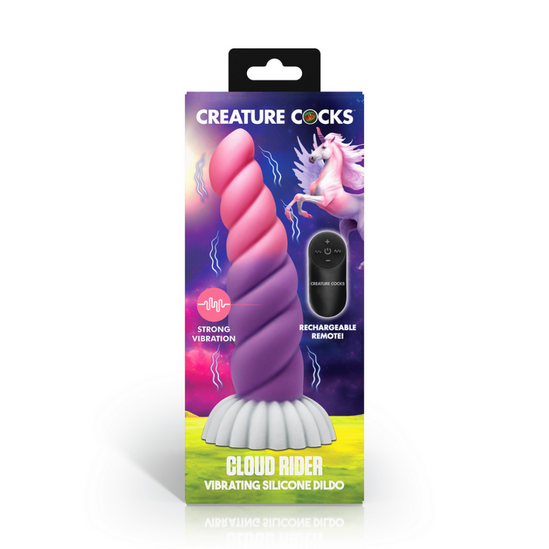 Cloud Rider - Dildo de Silicona Vibrante Unicornio - Morado/Rosa