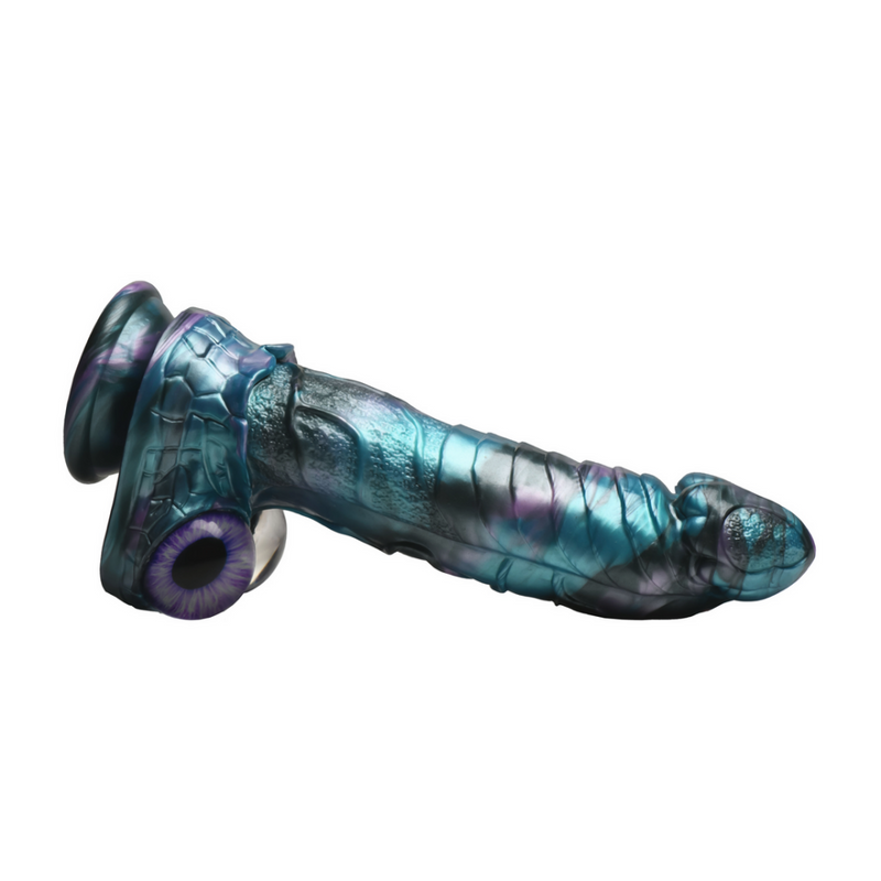 Astro-Thrust - Dildo de Silicona con Movimiento y Vibración - Azul/Púrpura