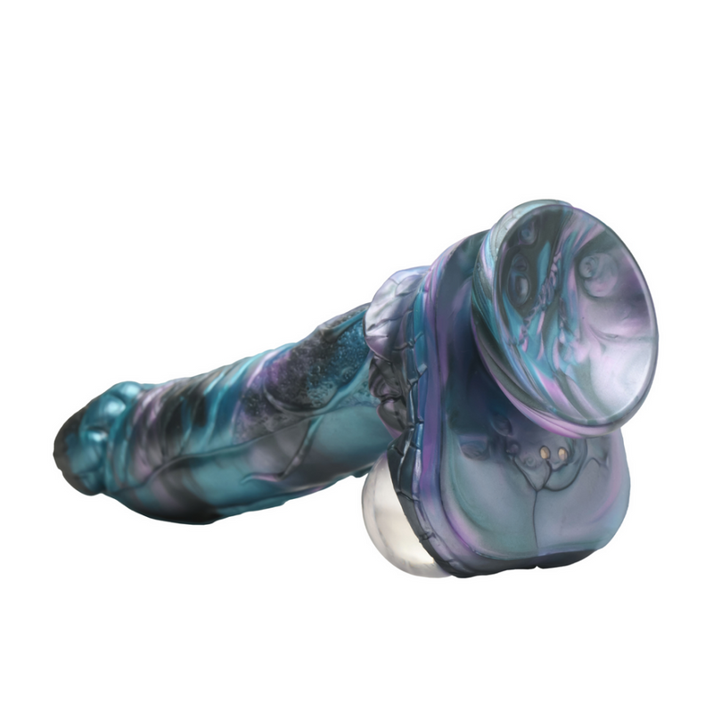 Astro-Thrust - Dildo de Silicona con Movimiento y Vibración - Azul/Púrpura