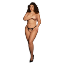 Cloé - String avec entrejambe ouvert, curseurs réglables et détails dorés - Grande taille