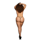 Julie - Elastic Mesh Thong with Open Crotch , Adjustable Sliders and Golden Details - Plus Size