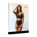 Ensemble de soutien-gorge 2 pièces avec jarretières - Taille unique - Noir