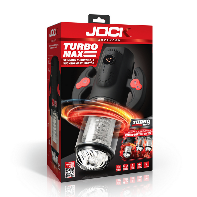 Turbo Max - Masturbateur avec rotation, poussée et aspiration - Transparent/Noir