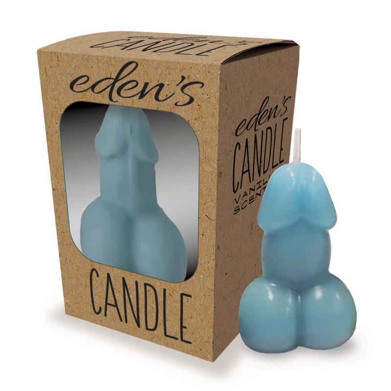 Bougie Eden - Pénis Parfum Vanille - Bleu