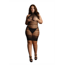 Robe Mini en Dentelle avec Col Haut - Grande Taille