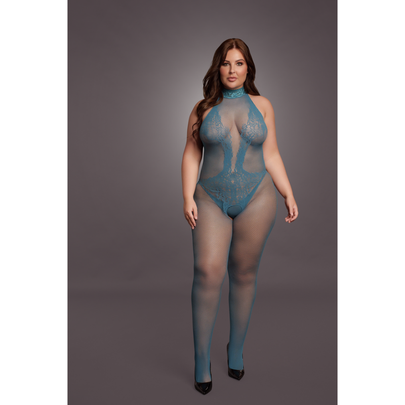 Bodystocking en résille et dentelle - Taille Reine