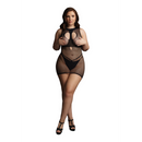 Robe Mini à Ouvert sur le Devant Duo Net - Grande Taille