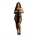 Robe en dentelle et résille jusqu'aux genoux - Grande taille