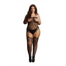 Body sans bretelles, Crotchless Teddy avec bas - Grande taille