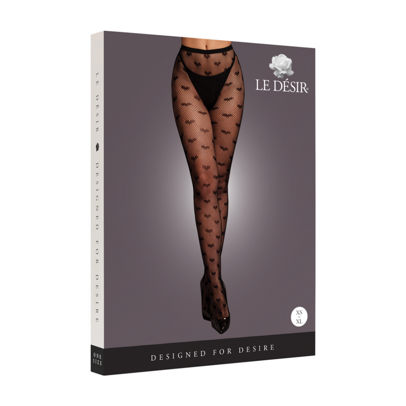 Collants à motifs cœurs - Taille unique - Noir