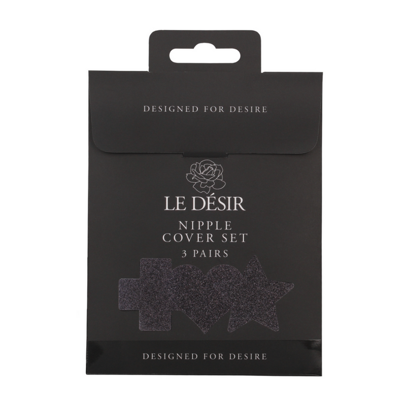 Ensemble de cache-tétons - Étoile croisée cœur - Noir