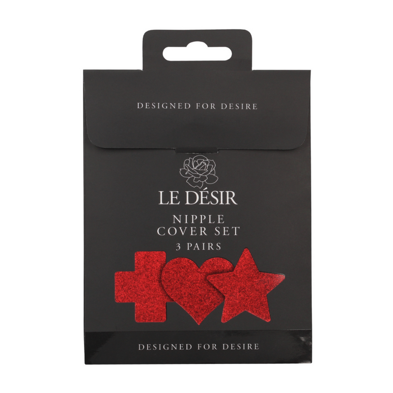 Ensemble de cache-tétons - Étoile croisée cœur - Rouge