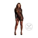 Roxy - Sexy Leopard Mesh Cheeky Dress - One Size - Black