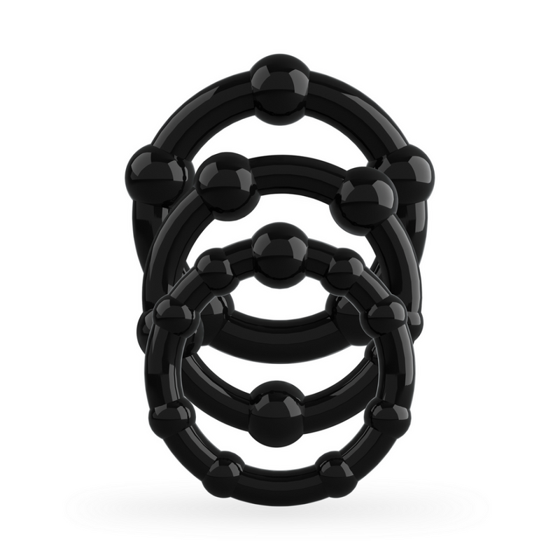 Ensemble de Cockrings Triple Perle - Noir