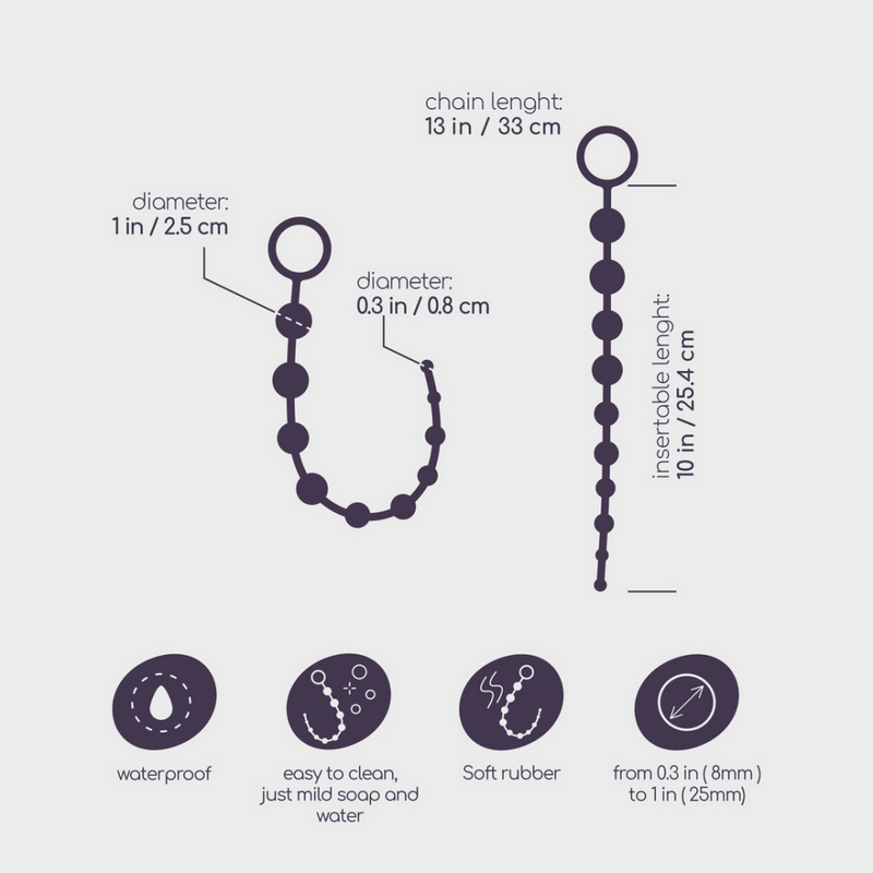 Perles Anales de Base - Chaîne de 10 Perles - Noir