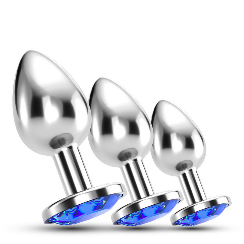 Bijou - Trio de Train Anal - 3 Bouchons Bijoux - Bleu