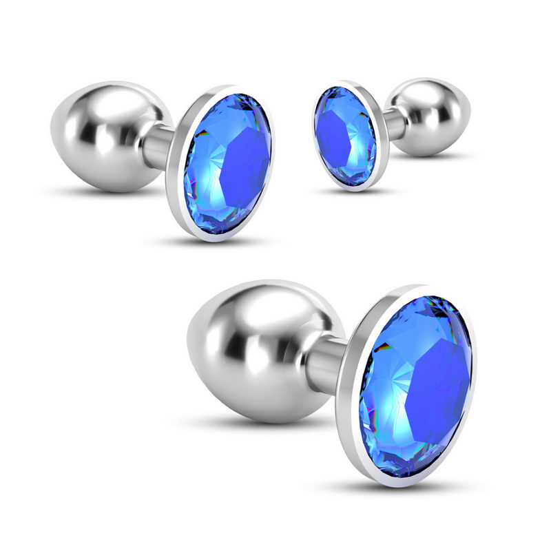 Bijou - Trio de Train Anal - 3 Bouchons Bijoux - Bleu