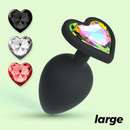 Cuore - Plug Anal avec Quatre Bijoux Interchangeables - Grand - Noir