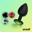 Camileo - Plug Anal avec Quatre Bijoux Interchangeables - Petit - Noir
