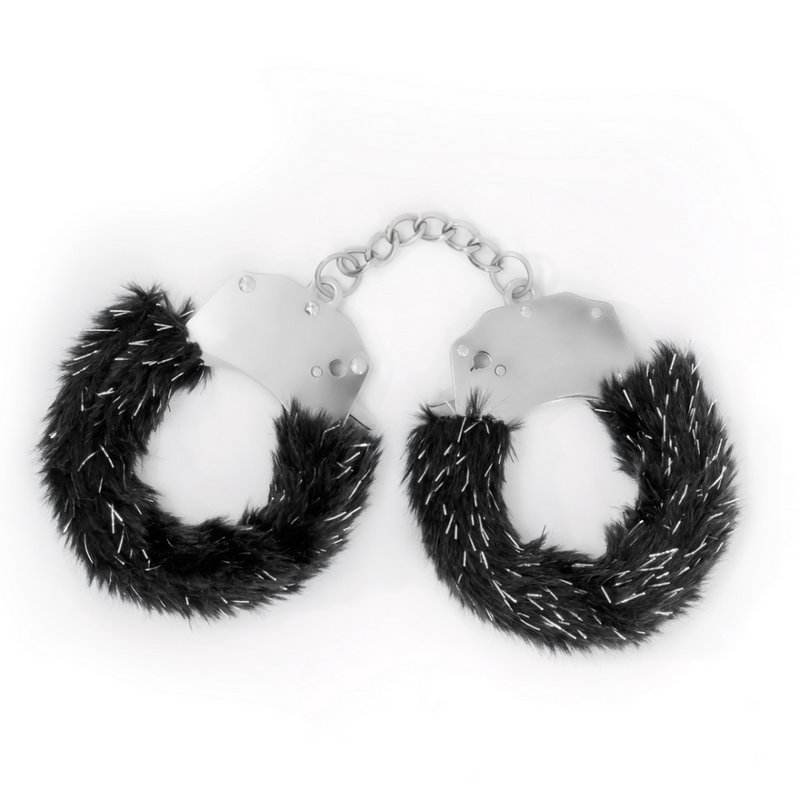 Spangle - Menottes en métal avec peluche - Noir