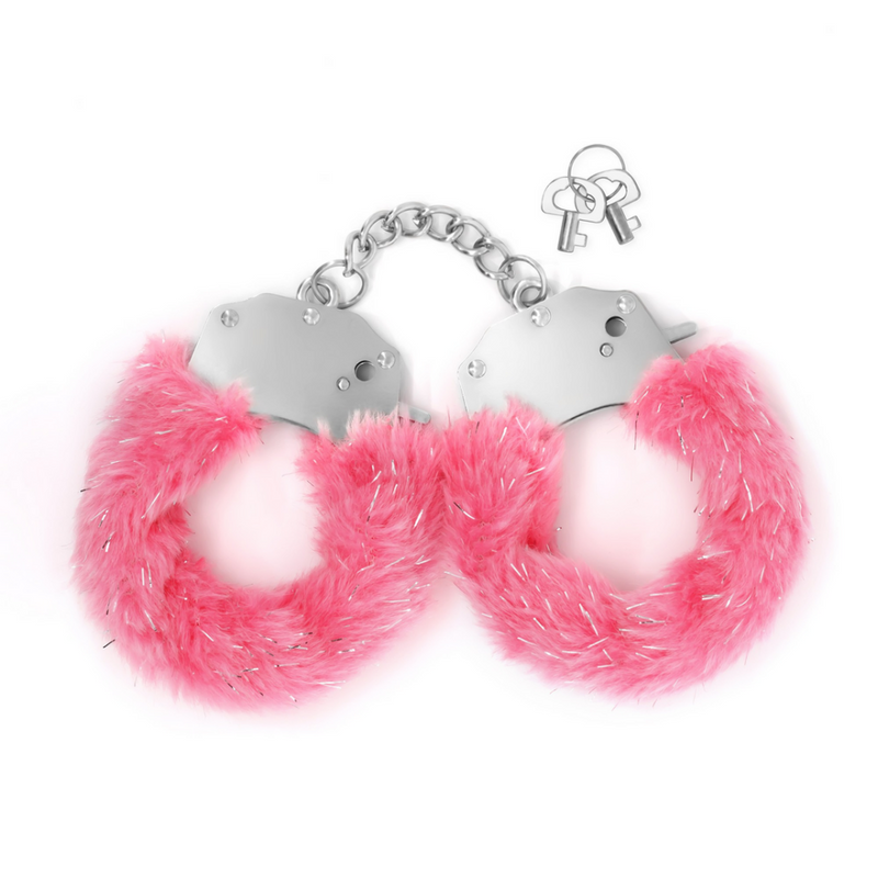 Spangle - Menottes en métal avec peluche - Rose