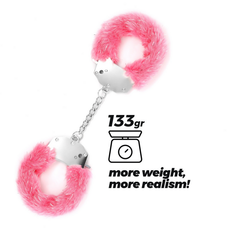 Spangle - Menottes en métal avec peluche - Rose