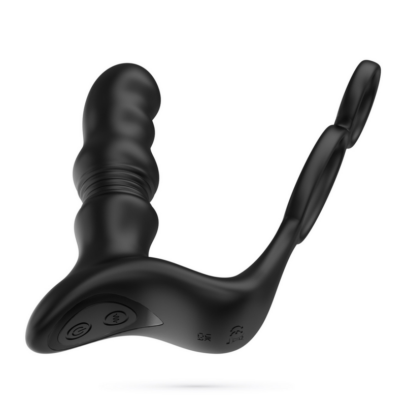 Crixus - Masseurs prostatique vibrant avec sangle pour testicules et cockring - Noir