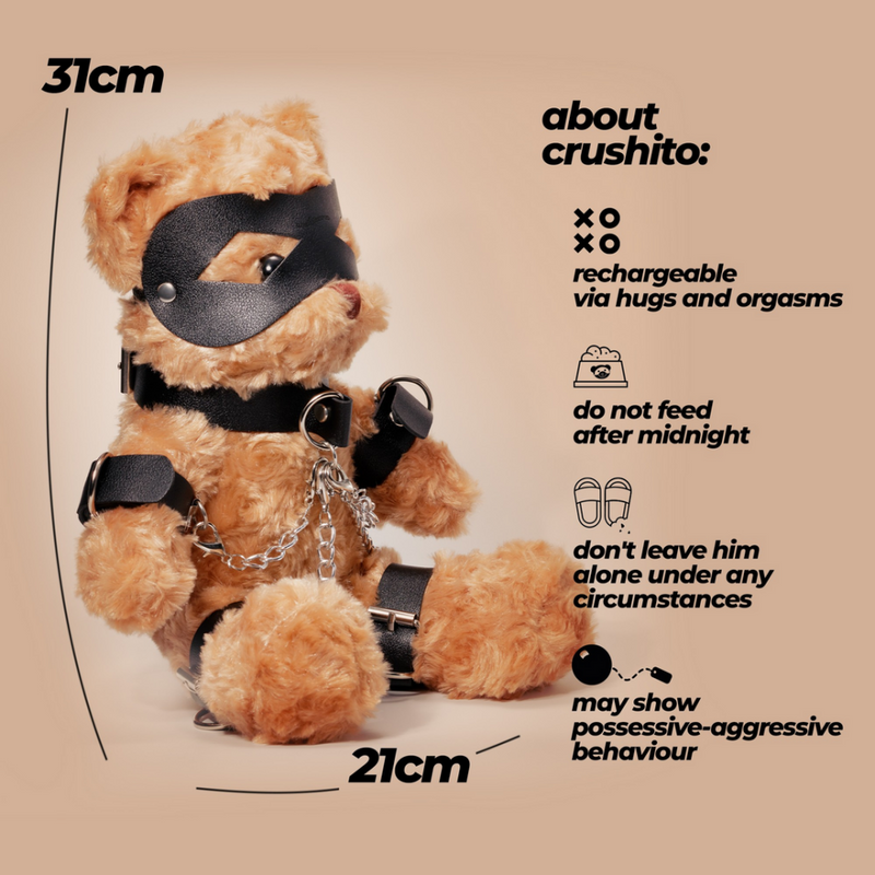 Crushito - Ours en peluche bondage - 31 cm - Noir