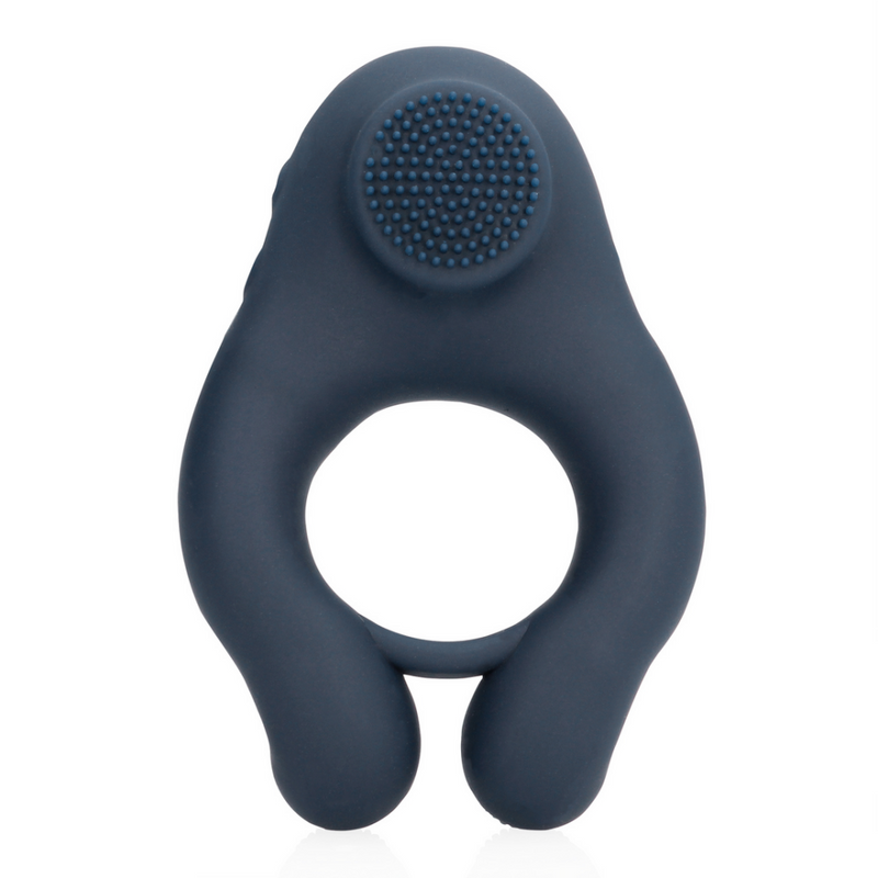 Cockring vibrant avec stimulation du clitoris - Bleu Indigo