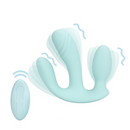 Vibromasseur Liquide en Silicone Trois-en-Un - Bleu Aéré