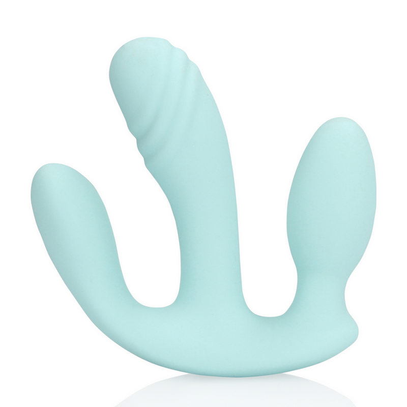 Vibromasseur Liquide en Silicone Trois-en-Un - Bleu Aéré