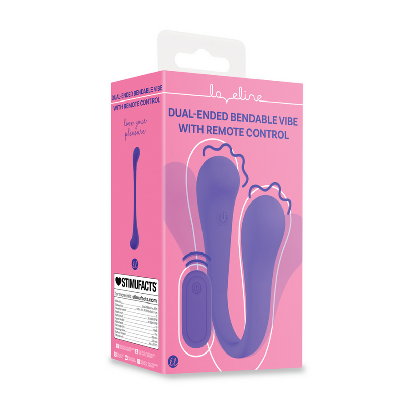 Vibromasseur pliable à double extrémité avec télécommande - Violet