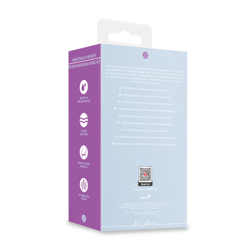 Vibrating and 5 Weight Interchangeable Kegel Kit with Remote Control - Purple