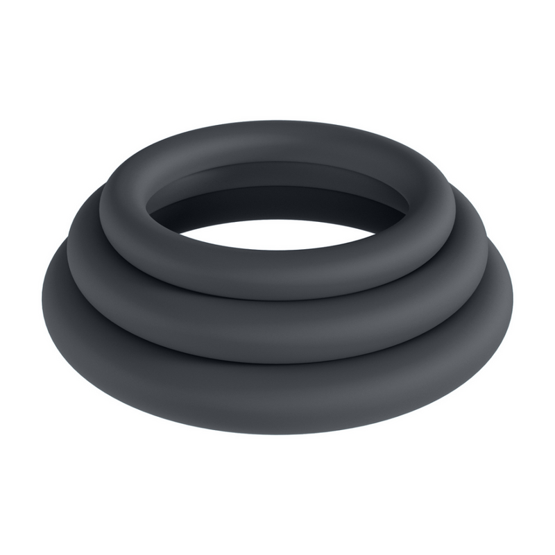 Ensemble de 3 anneaux en silicone classique - L/XL/XXL - Noir