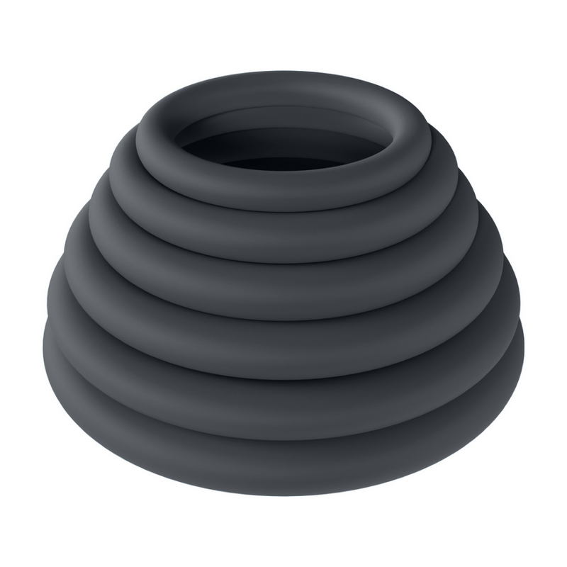 Ensemble de 6 anneaux en silicone classique - Noir