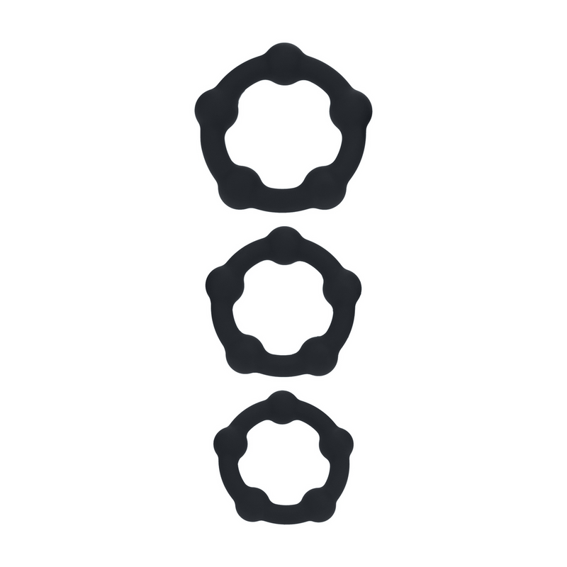 Ensemble de 3 cockrings en silicone perlé - S/M/L - Noir
