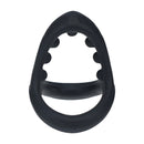 Anneau en silicone pour pénis et testicules avec grip en perles douces - Noir