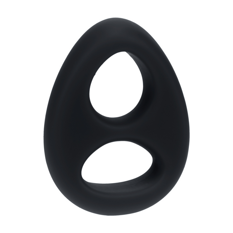 Anneau en silicone liquide double pour le pénis et les testicules - Noir