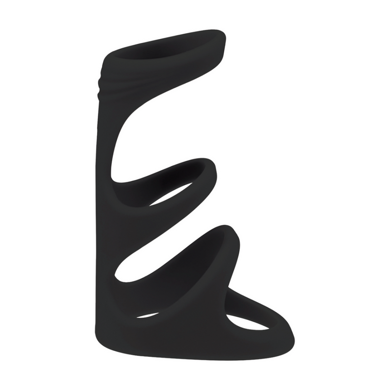 3 Boucles Anneau Pénien en Silicone - Noir