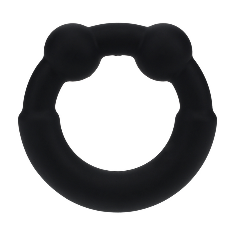 Anneau péni en métal et silicone - Noir