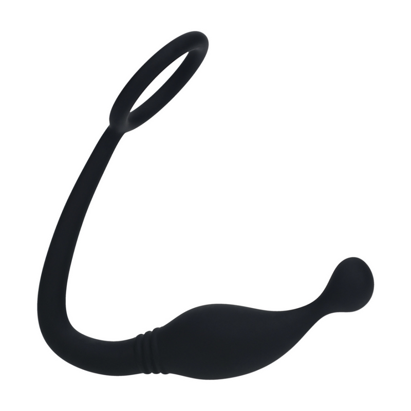 Cockring en silicone avec stimulateur de prostate - S - Noir