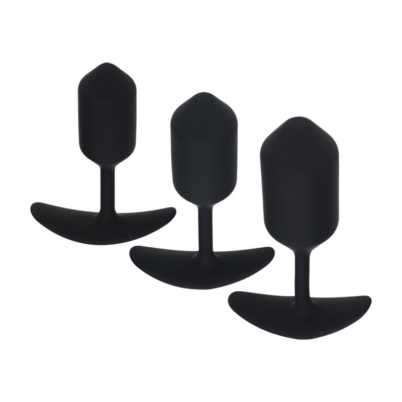 Ensemble d'entraînement de 3 plugs anaux en silicone lestés - Noir
